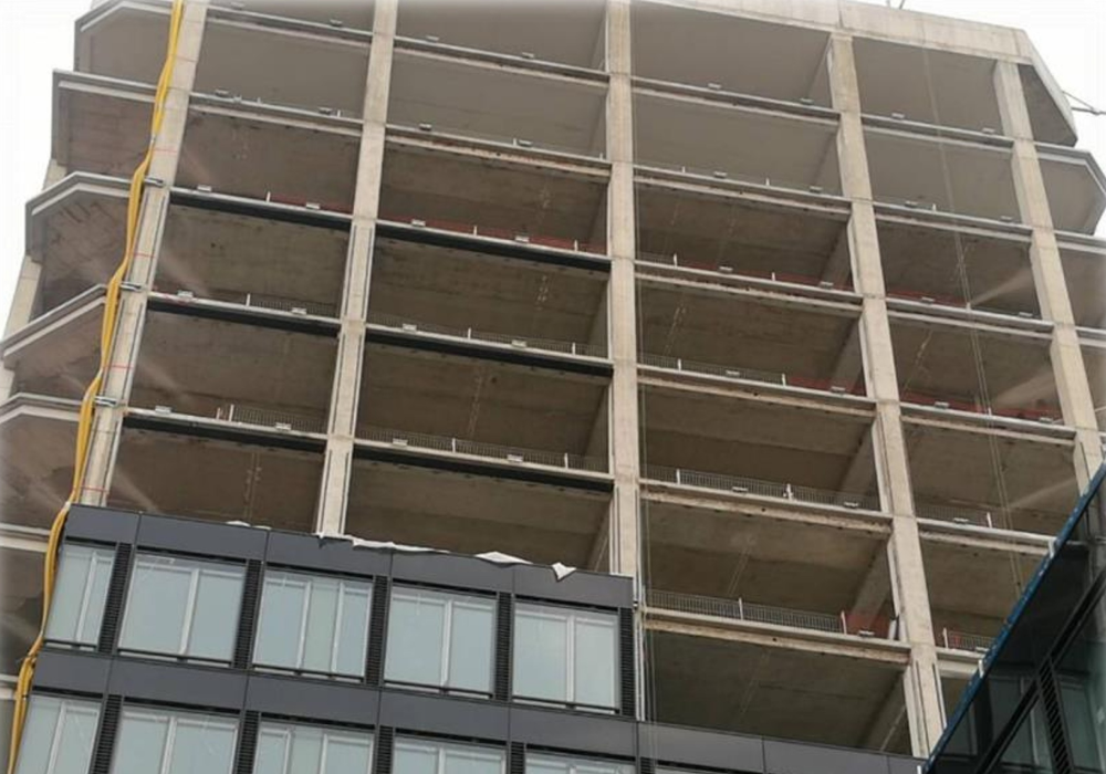 Zgradba ATLAS Werksviertel v Münchnu v teku