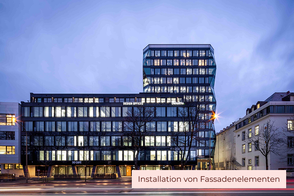 Das Gebäude Atlas Werksviertel in München, wo wir die Installation von Fassadenelementen durchgeführt haben